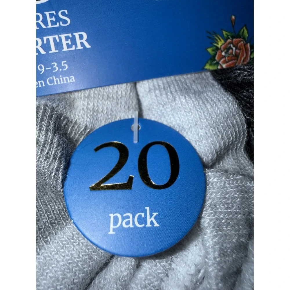 Ed Hardy Boys 20 Pack Quarter Socks Kids Black White Gray Moisture Wicking NWT